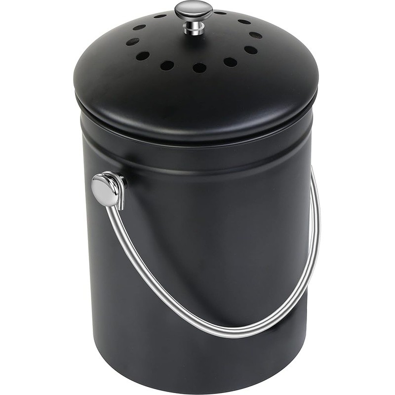 Stainless Steel Compost Bin Kitchen Countertop Odorless Easy Clean Waste Bin New gallery