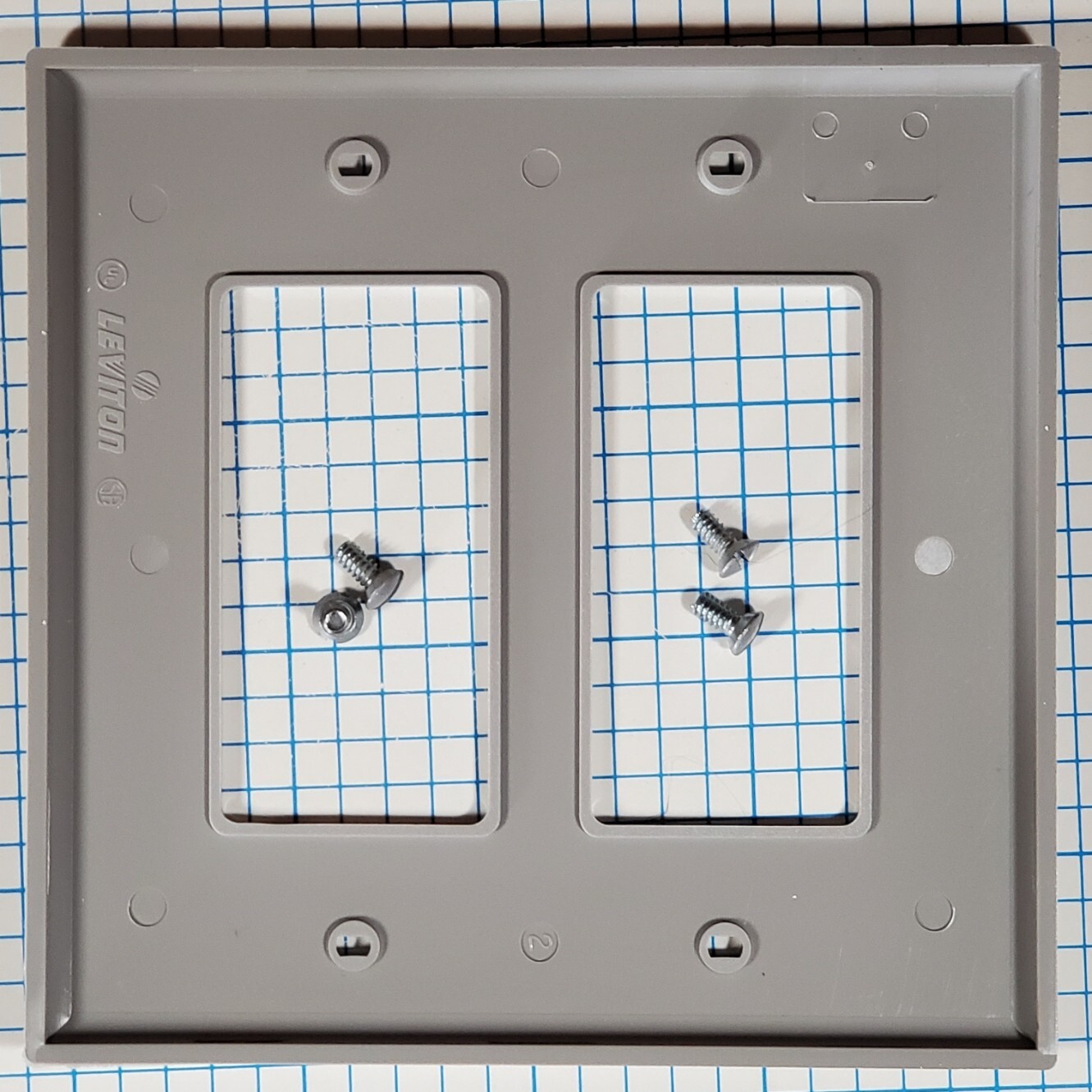 Leviton Gray 2 Gang Decorator Rocker Mid-Size Unbreakable Wallplate PJ262-GY gallery