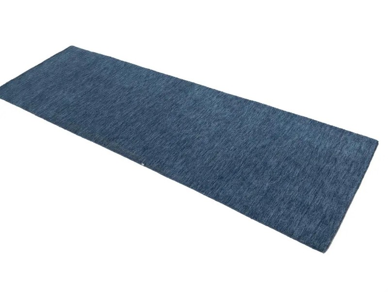 Steel Blue Solid Hand-Loomed 3X8 Gabbeh Wool Runner Rug Oriental Carpet 2'6x7'10 gallery