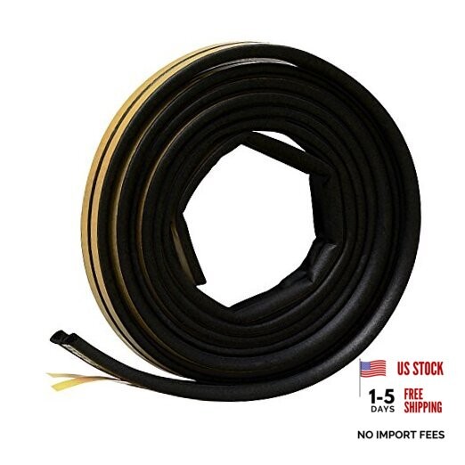 EPDM Rubber Self-Stick Weatherseal D-Section, 5/16" W, 1/4" T, 17 ft L, Black gallery