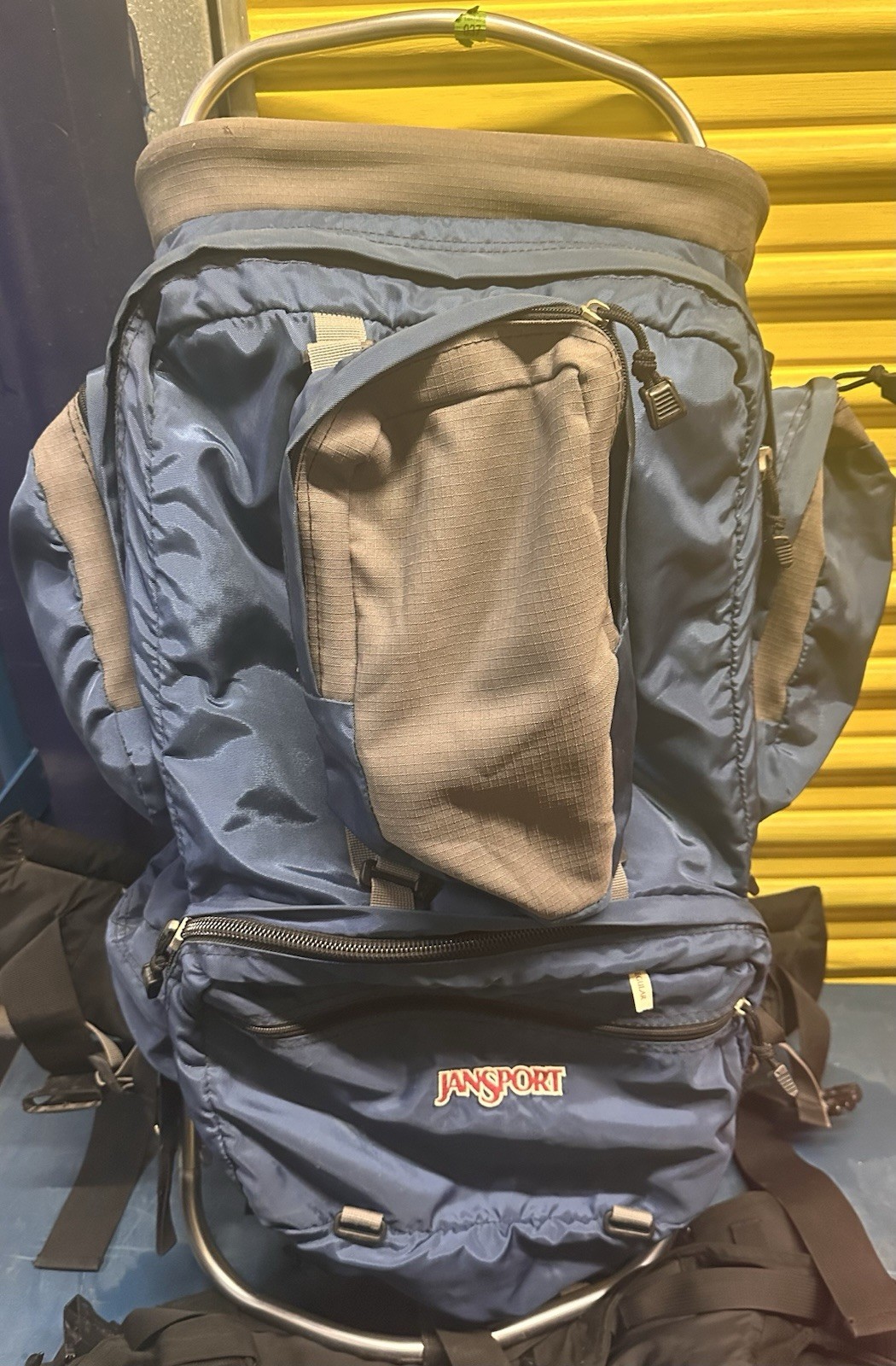 JanSport Blue Rainier External Frame Hiking Backpack