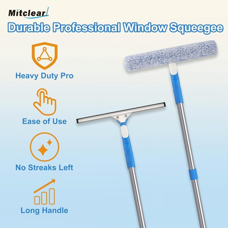 77in Window Squeegee Cleaner Tool w/ Extension Pole Glass Cleaner. gallery