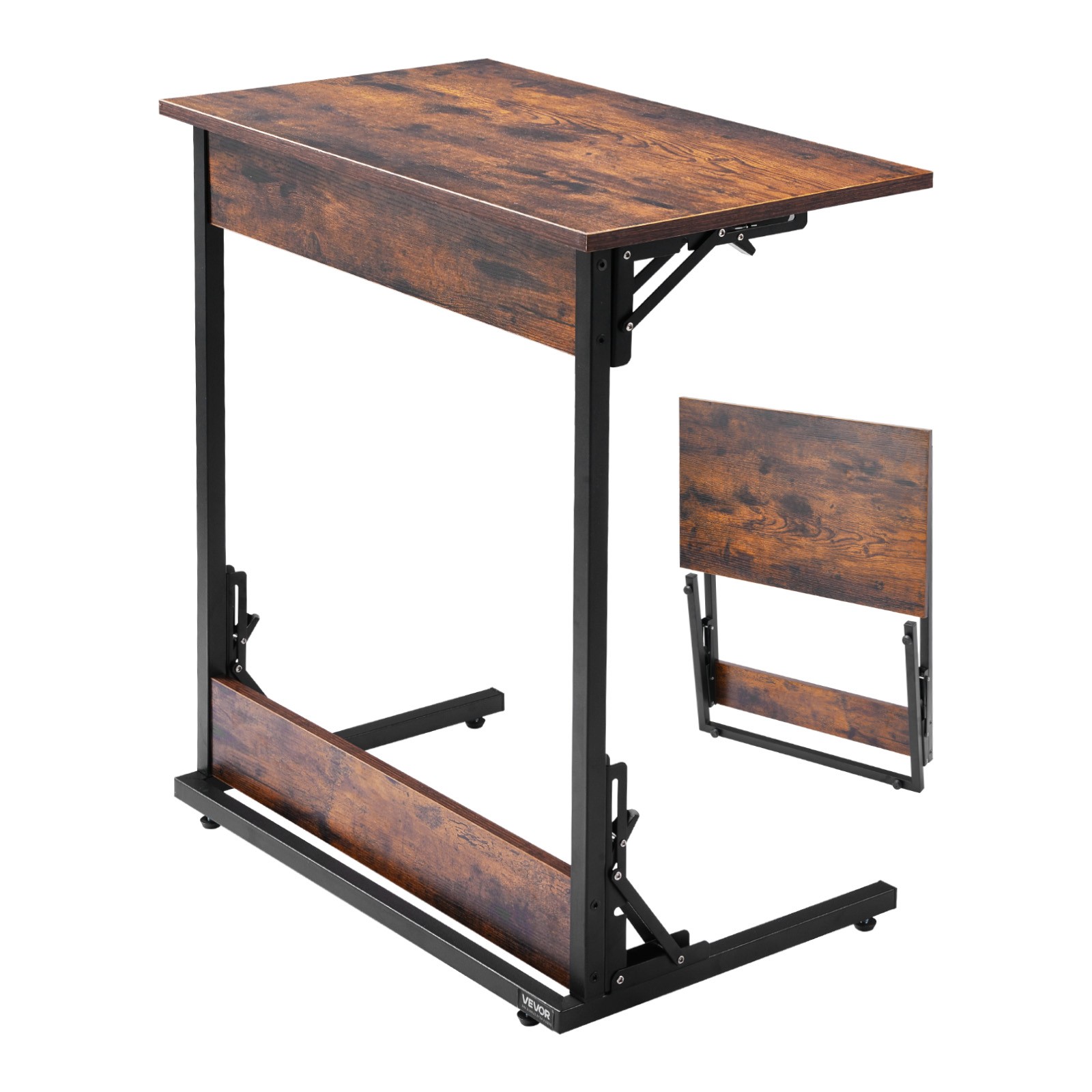 VEVOR C Table with Metal Frame & Adjustable Feet Folding C Shaped End Table gallery