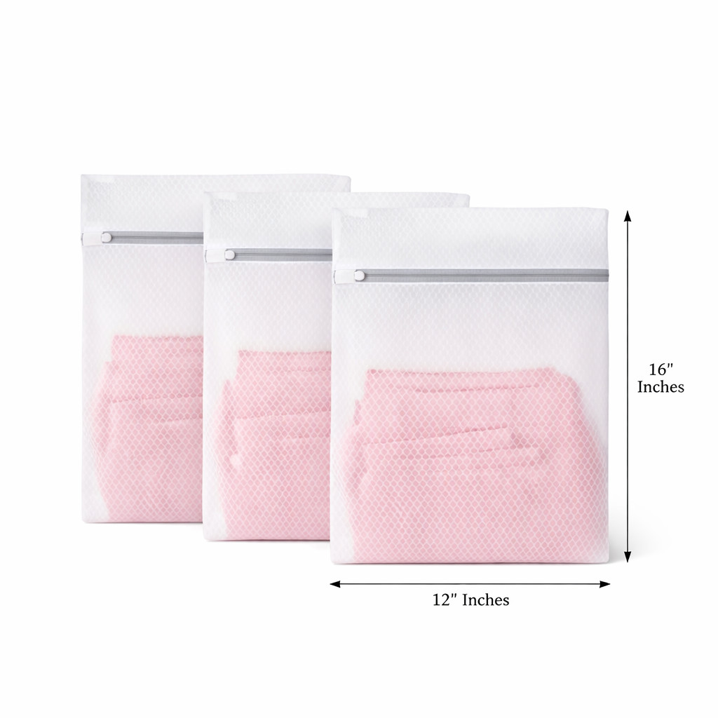 3-Pack Durable Mesh Laundry Bags With Zipper for Washing Delicates 12x16 inches. gallery