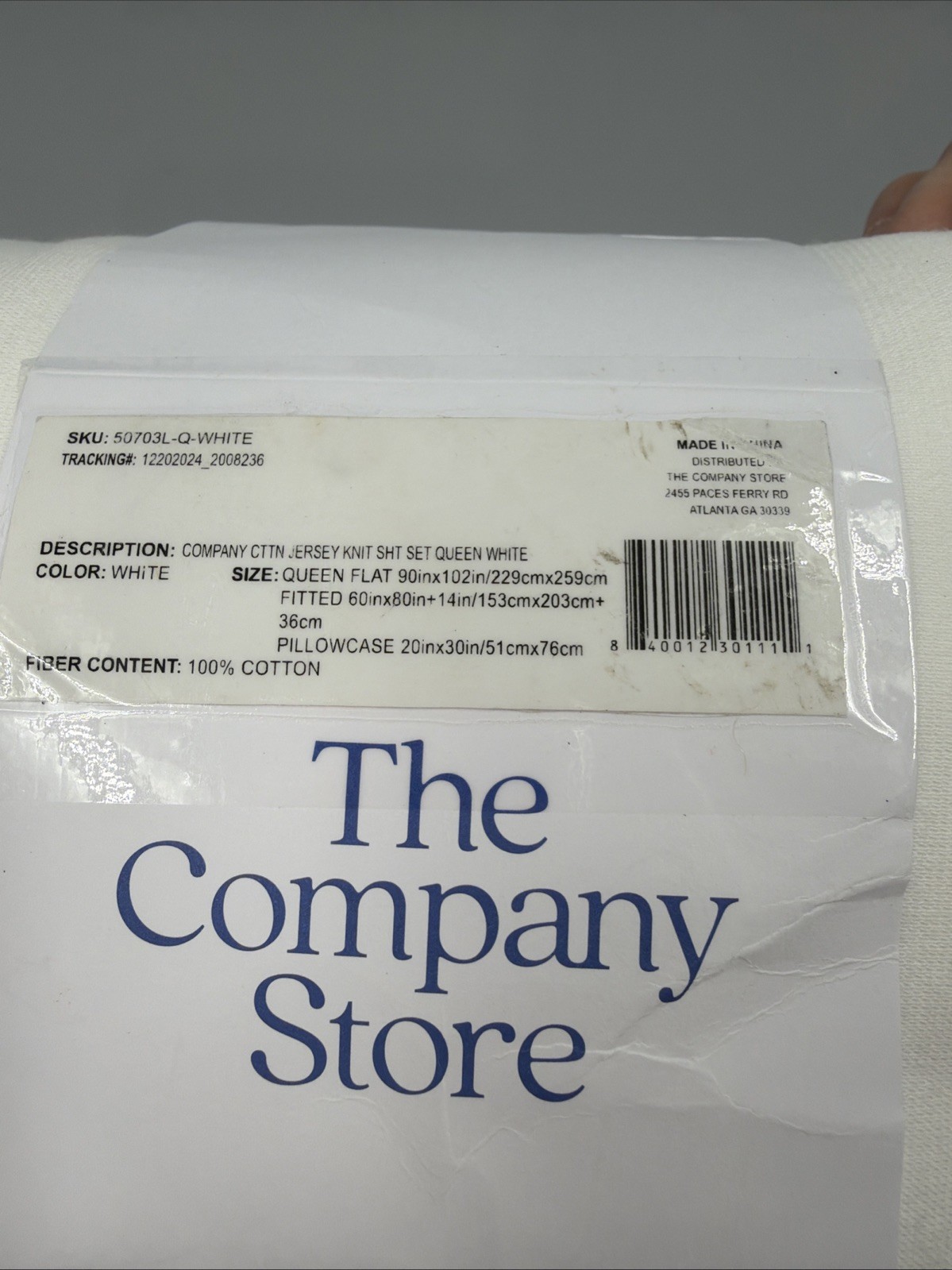 The Company Store- Jersey Knit Sheet Set - Cotton- White- Queen - New gallery
