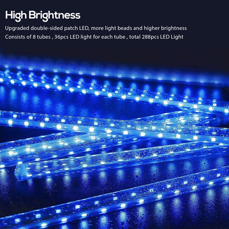 288 LED Solar Meteor Shower Rain Falling Icicle String Lights 8 Tube Tree Decor gallery