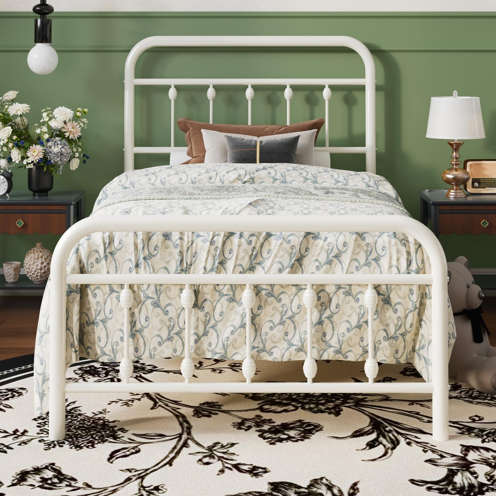 SHA CERLIN Twin Size Metal Platform Bed Frame with Victorian Style Iron-Art H... gallery