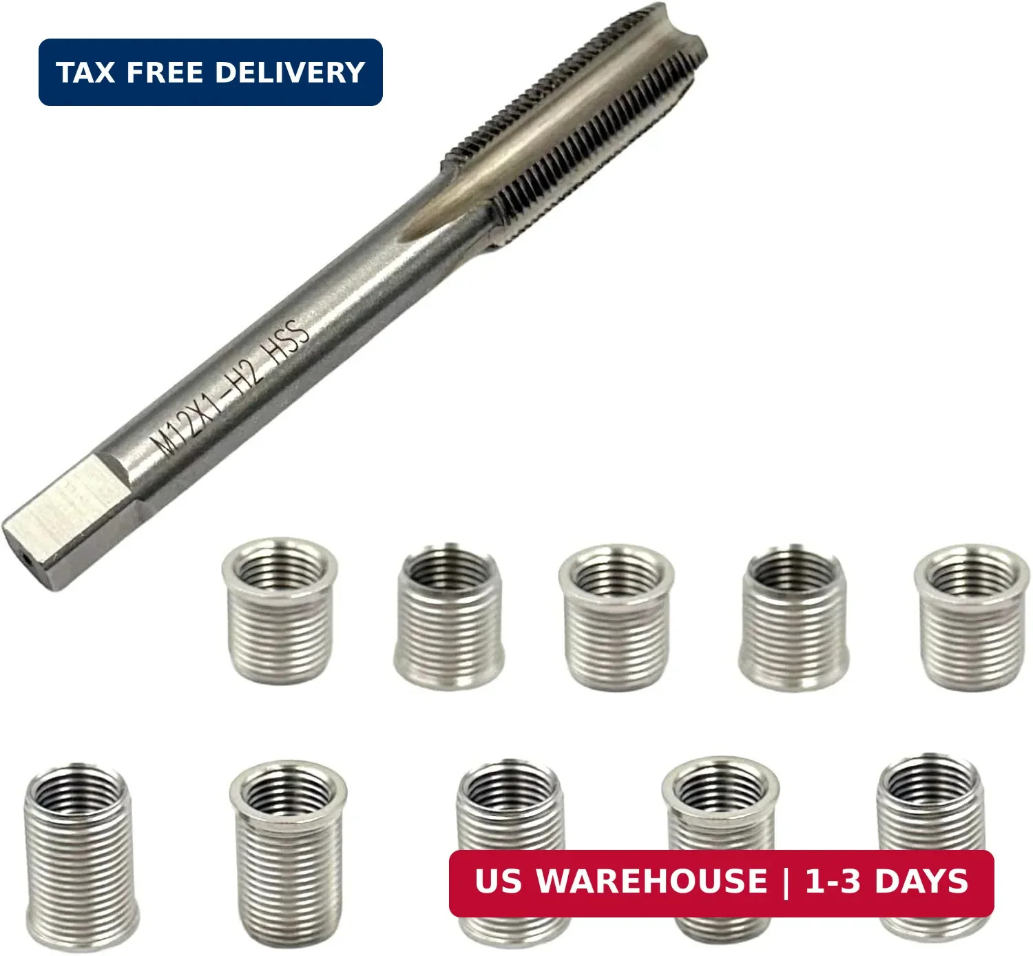 1 Set Spark Plug Thread Repair Replacement Kit, Stainless Steel M10x1.0mm Insert gallery