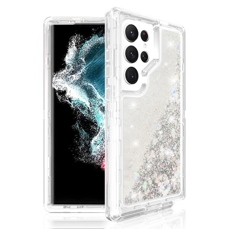 For Samsung S23 Ultra S22+ S21 Plus S20 Note20+ S10 Girls Liquid Glitter Case