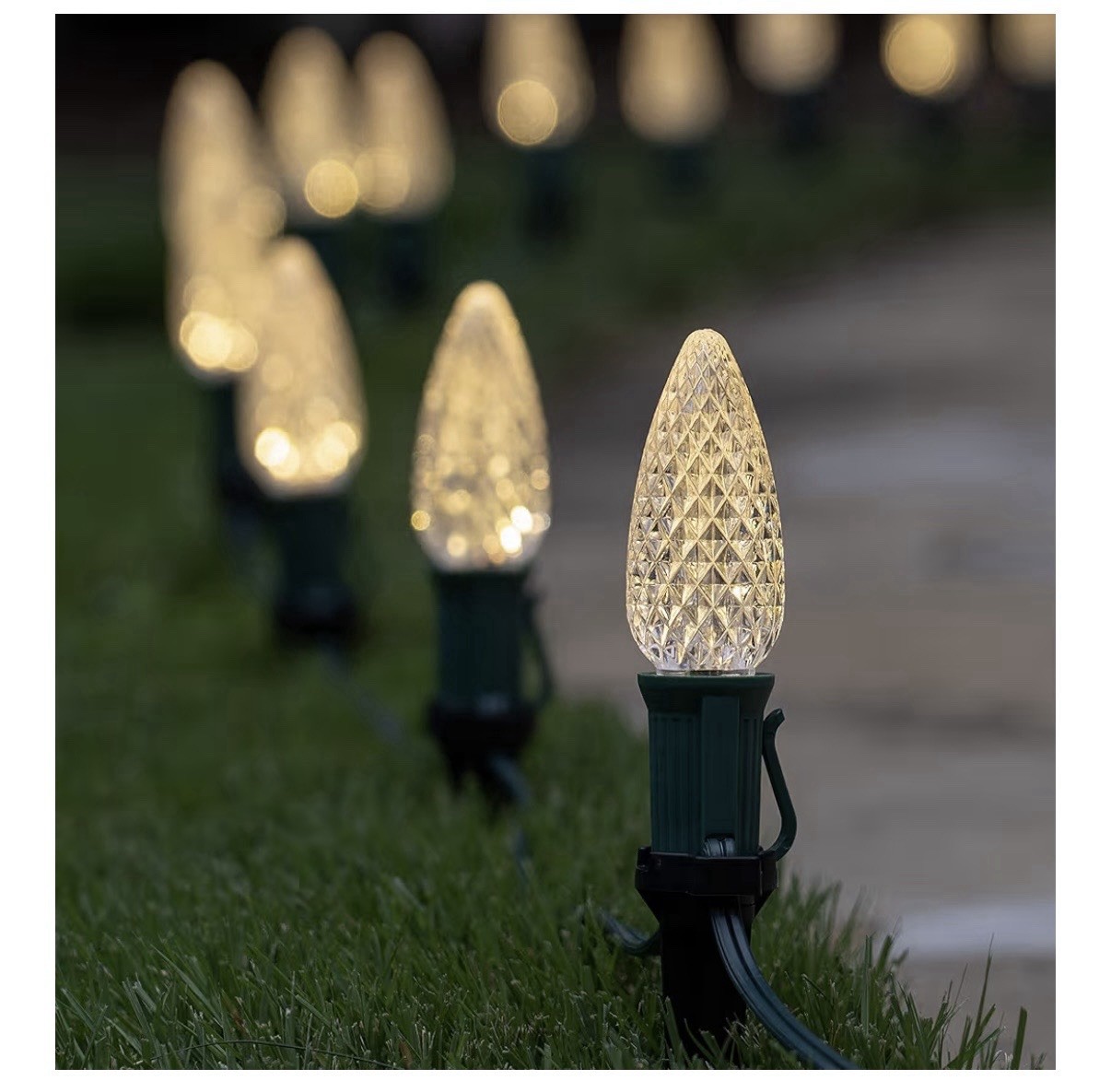 Wintergreen Lighting OptiCore LED C7 Warm White Pathway Holiday Lights 100 Bulbs gallery