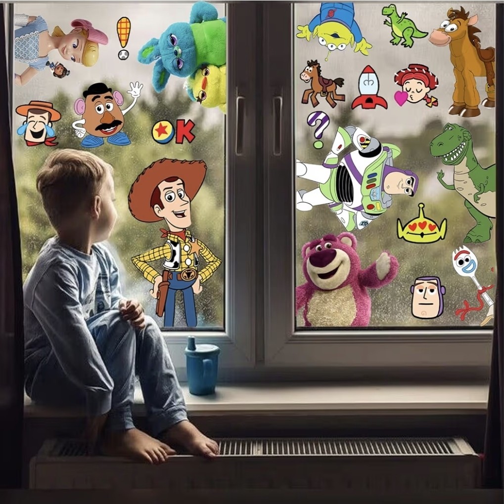 TOY STORY Window Clings Decals, Removable for Glass, Birthday Party - Woody Buzz gallery