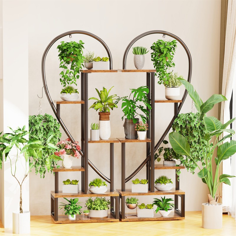 Creative Half Heart Shape Ladder Plant Stand Multiple Metal Tall Plant Shelf Rac gallery