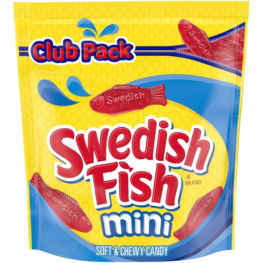 Swedish Fish Mini Soft & Chewy Candy, 56oz Resealable Club Pack (3.5 Pound Bag)