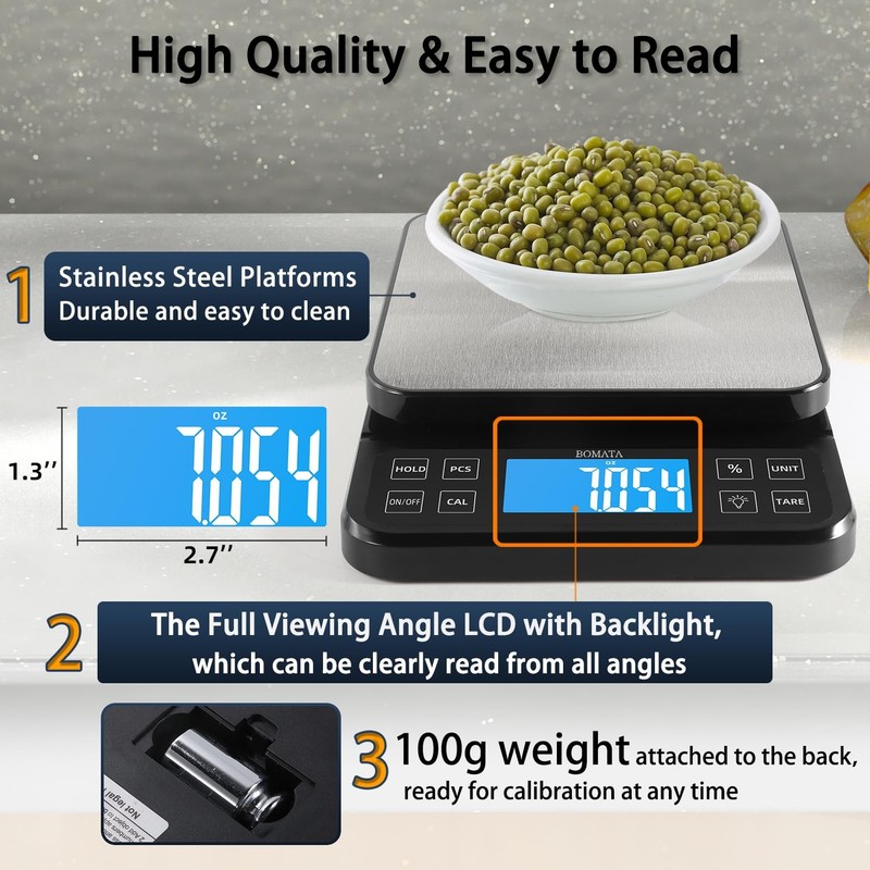 High Precision Kitchen Scale 0.1g/0.001oz, 5kg/11lb, USB, LCD, Stainless Steel gallery