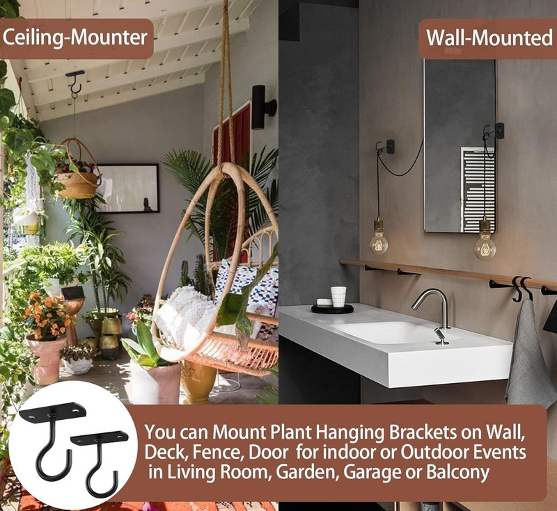 Ceiling Hooks for Hanging Plants 2Pack 2.5in,Wall Plant Hooks for Plants,Ligh... gallery
