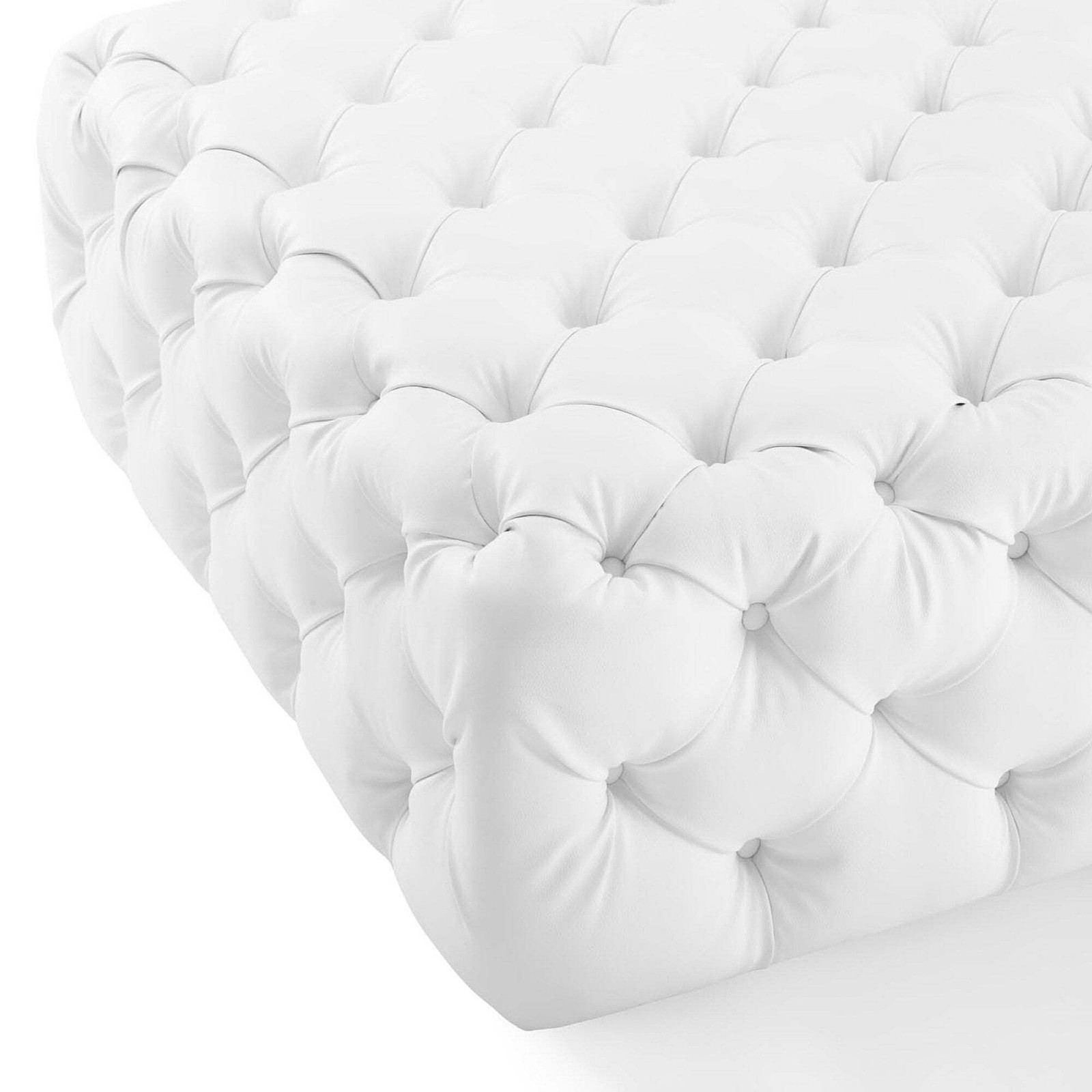 Amour Tufted Button Large Square Faux Leather Ottoman gallery