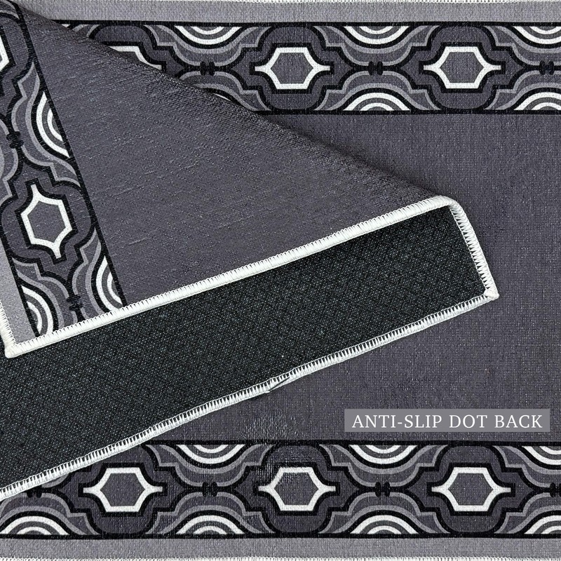 Custom Size Rubber Collection Trellis Design Grey Non Slip Washable Runner Rug gallery