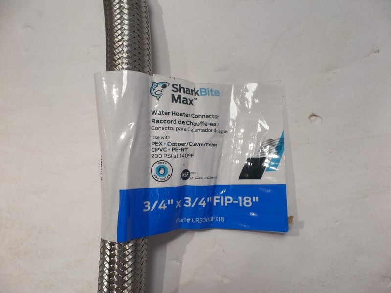 SHARKBITE UR3088FX18 MAX PTC 3/4" X 3/4" FIP WATER HEATER HOSE CONNECTOR 18-INCH gallery
