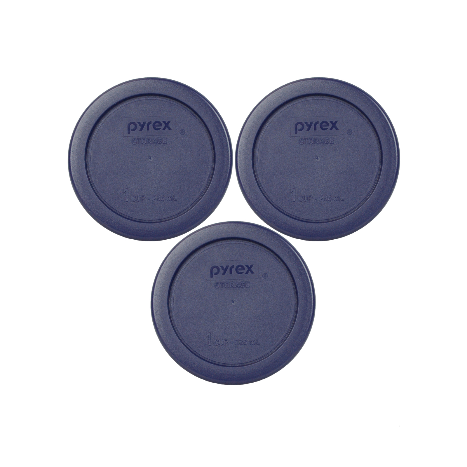 Pyrex 7202-PC Dark Blue Round Plastic Replacement Storage Lid Cover (3-Pack) gallery