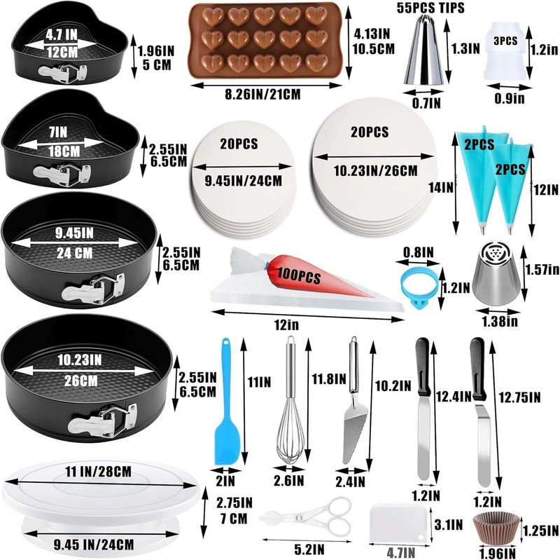 540pcs Cake Decorating Kit Baking Supplies with Springform Pans Turntable Icing gallery