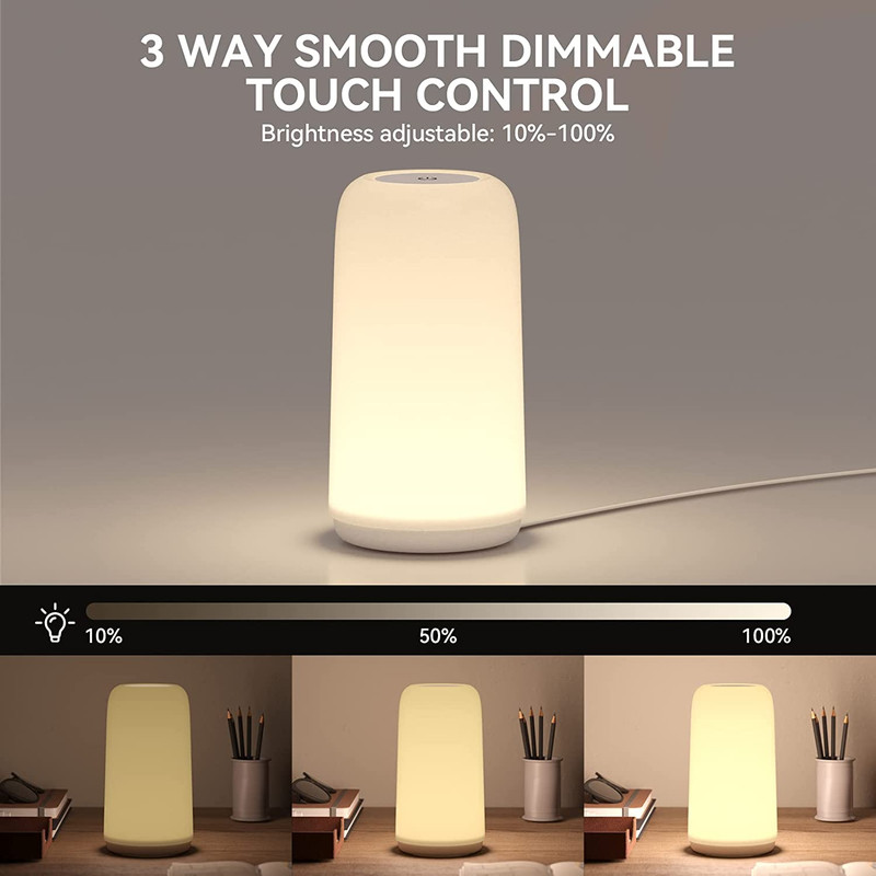 Touch Bedside Table Lamp, [Sleek Design & RGB Mode] 3 Way Dimmable Small Lamp fo gallery