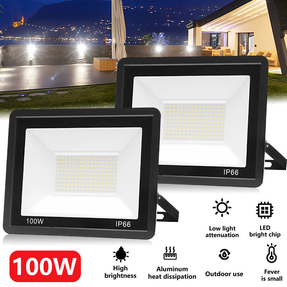 2-4PCS 100W LED Flood Light Garden Outdoor Lamp Yard Security Spotlight Fixtures gallery