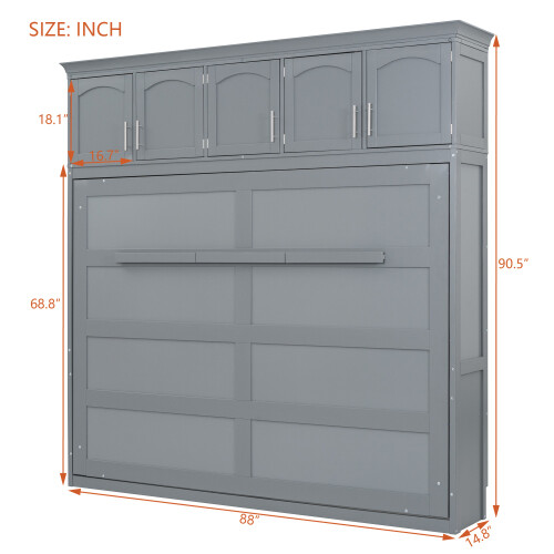 Space Saving Murphy Wall Bed with Storage Cabinets Queen Size Wood Cabinet Beds gallery