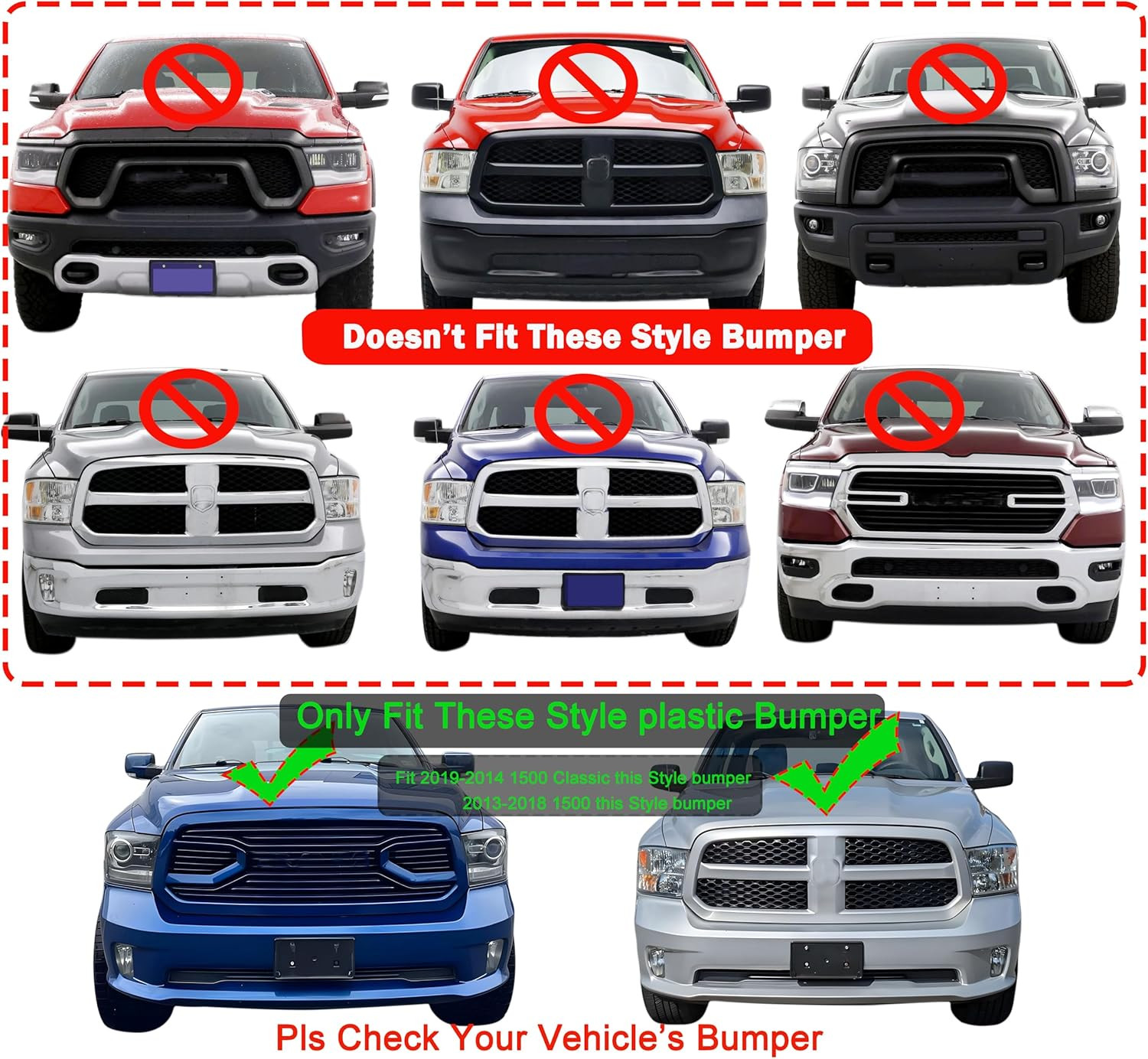 Front Bumper License Plate Brackets Holder Mounting for 2013-2018 Ram 1500,2019- gallery