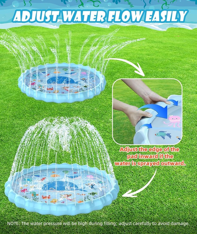 102.3" EPN Splash Pad,Extra Large Sprinkler Play Mat Fun for Kids Outdoor NEW gallery