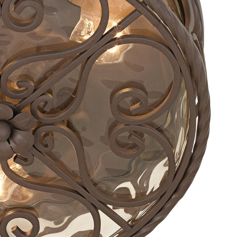 Casa Seville Rustic Flush Mount Outdoor Ceiling Light Fixture Dark Walnut 15" gallery