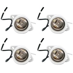 White Light Sockets 4 Pack 660W E26/E27 Medium Base with 18AWG Wire Pigtail