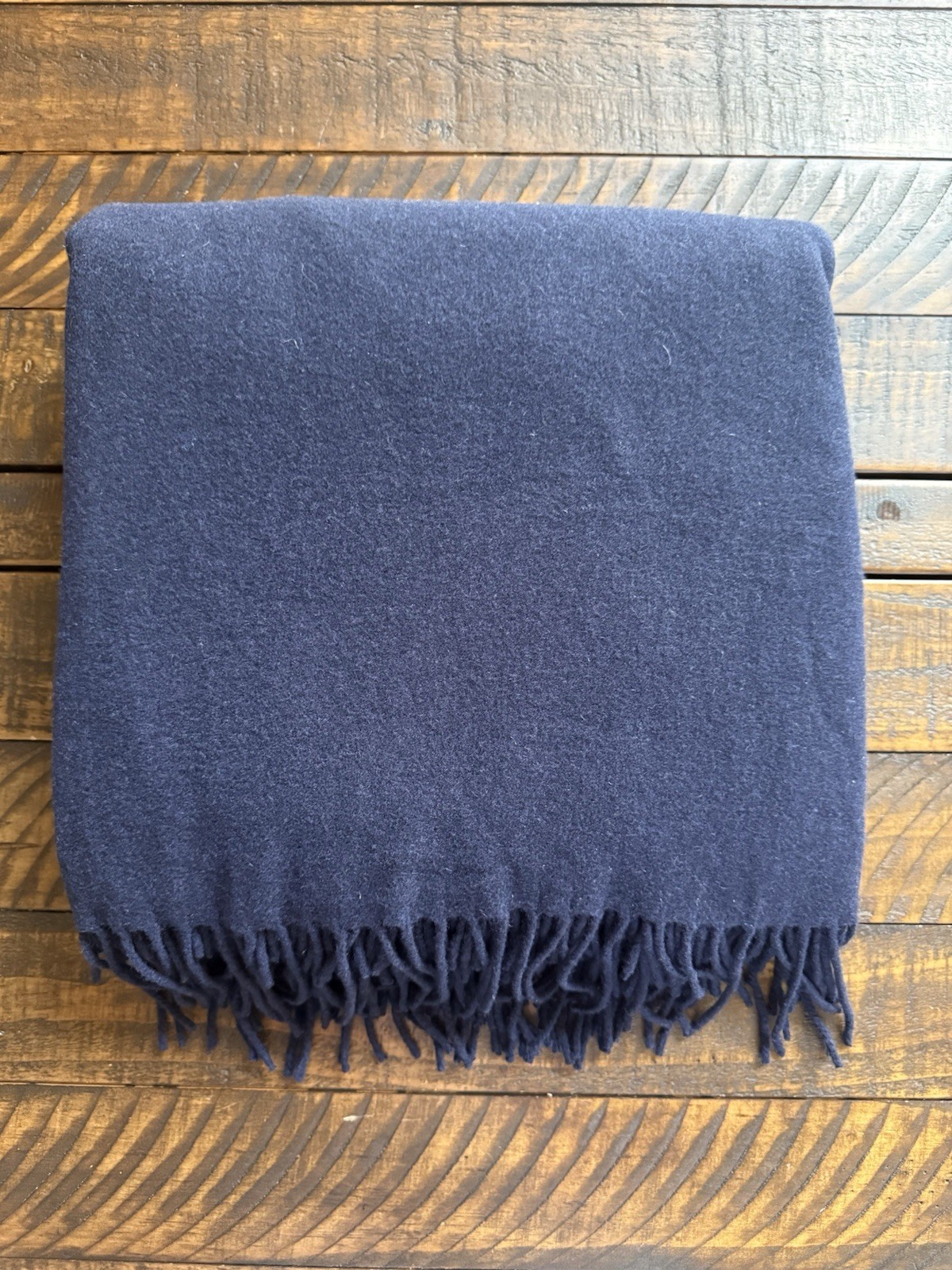 Williams Sonoma European Solid Cashmere Throw Blanket, 72x80 Large, Navy NEW! gallery
