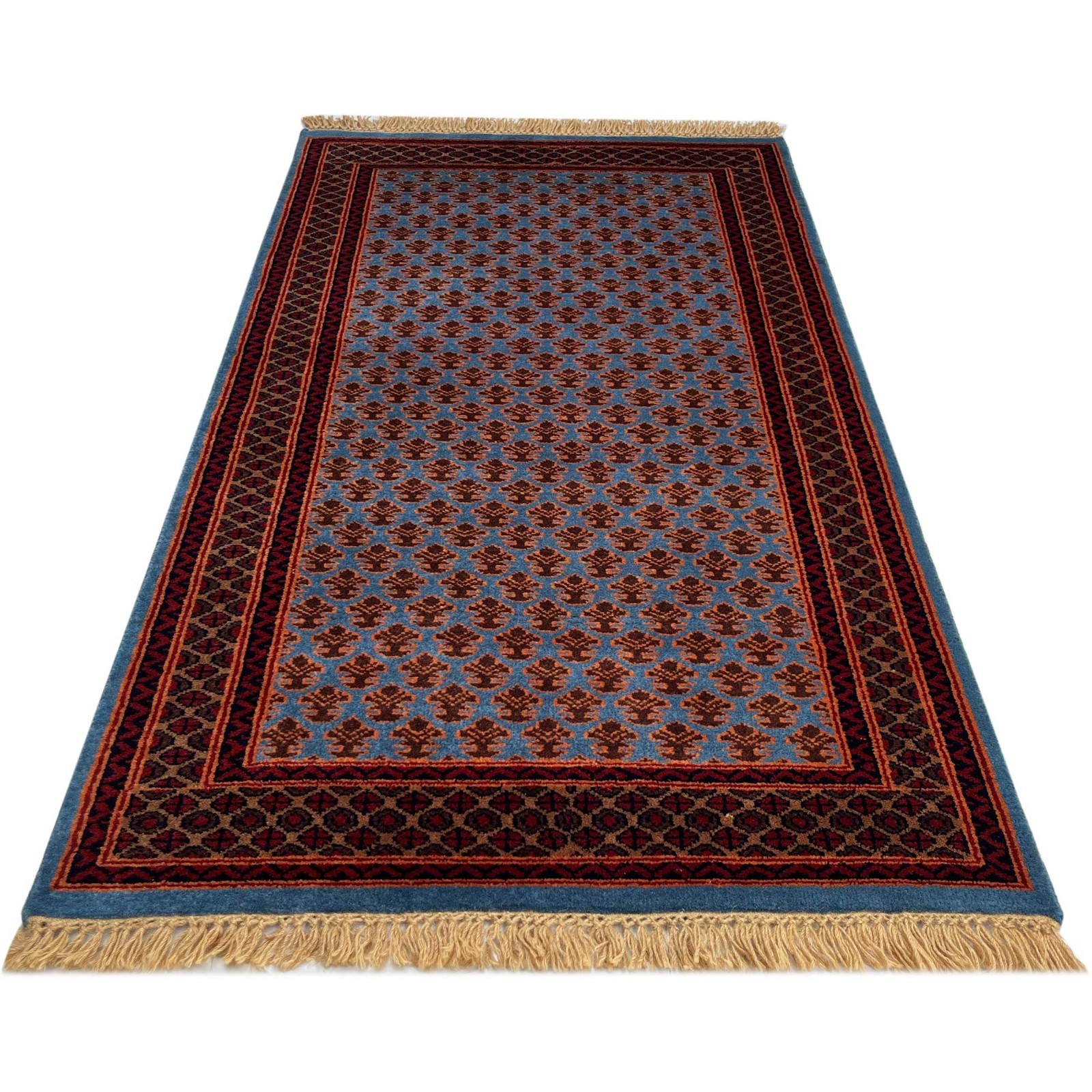 Handmade Hand Knotted Wool Rug, Traditional Lichi, Bluish Gray, 3x5 ft (90x150cm gallery