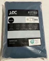 LDC Lux Decor Oeko Tex Microfiber Queen Fitted Sheet Only with 16” Pockets Blue