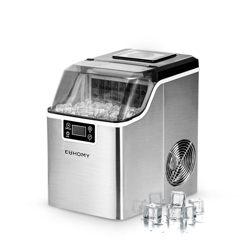 EUHOMY Ice Cube Maker Machine Countertop, 2 Ways to Add Water, 45Lbs/Day 24 Pcs