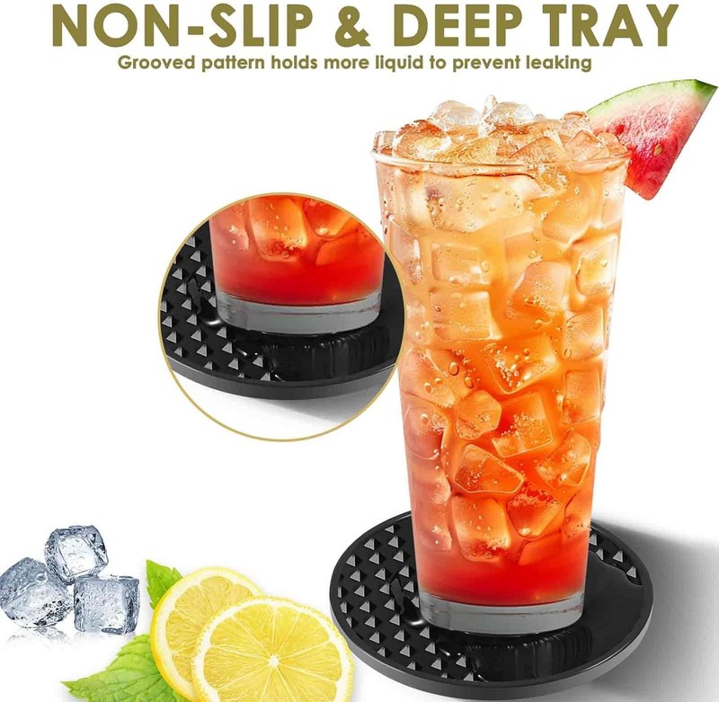 Silicone Coasters 6 Pack with Holder, Drink Coasters Set for Hot & Cold at Bar, gallery