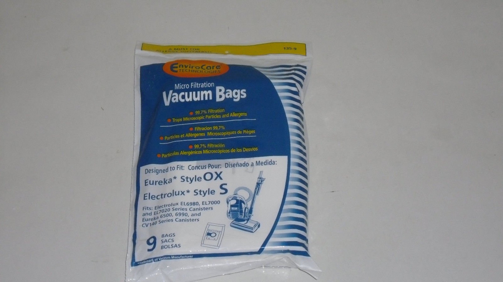 Electrolux Style S & OX Harmony Envirocare 9 Vacuum Bags # 135-9 gallery