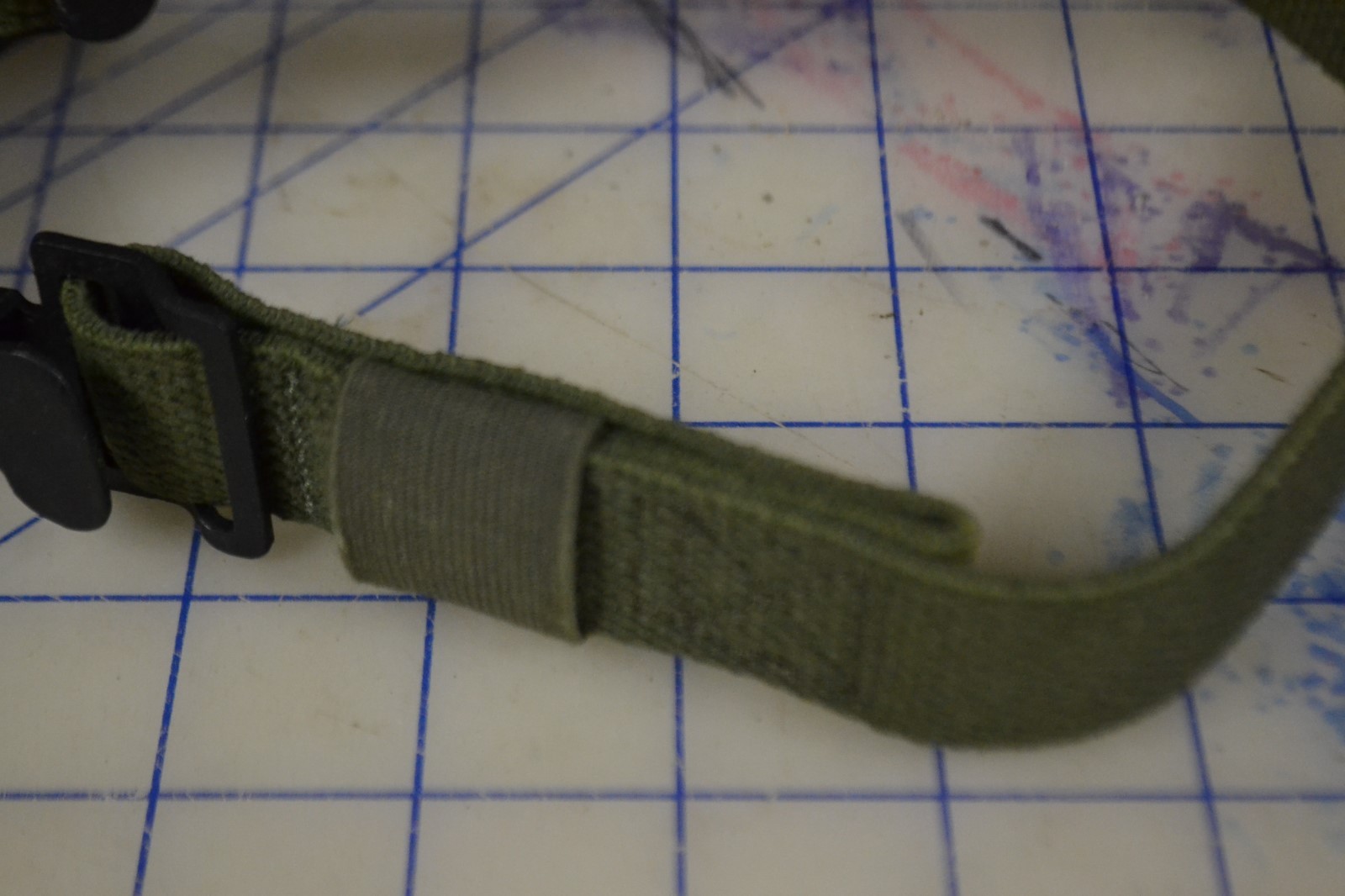 *military strap tie down cinch 24" long cotton duck webbing metal tip gallery