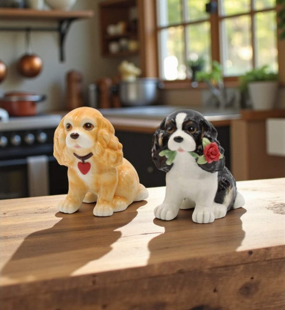 Ceramic Cocker Spaniel Salt and Pepper Shakers, Gift for Her, Gift for Mom, Kitc gallery