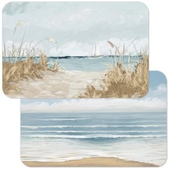 CounterArt Reversible Plastic Placemats, Coastal Scenery, Set of 4