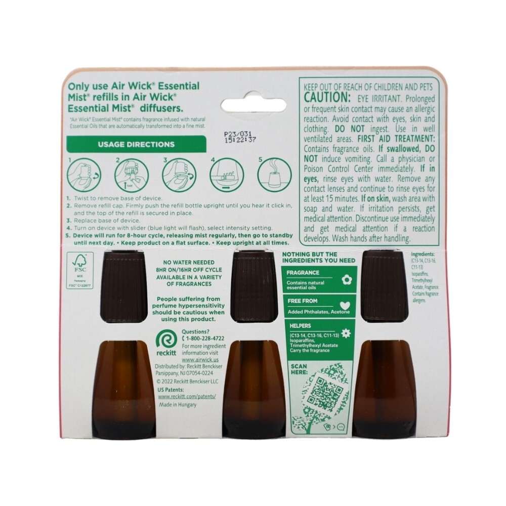Air Wick Essential Mist Refill, Vanilla & Pink Papaya, 0.67 Oz, 3 Count gallery