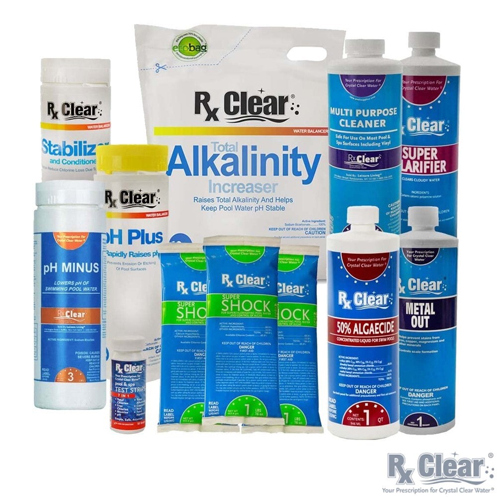 Rx Clear Deluxe Spring Pool Opening Chemical Kit For Pools Up To 7,500 Gallons gallery