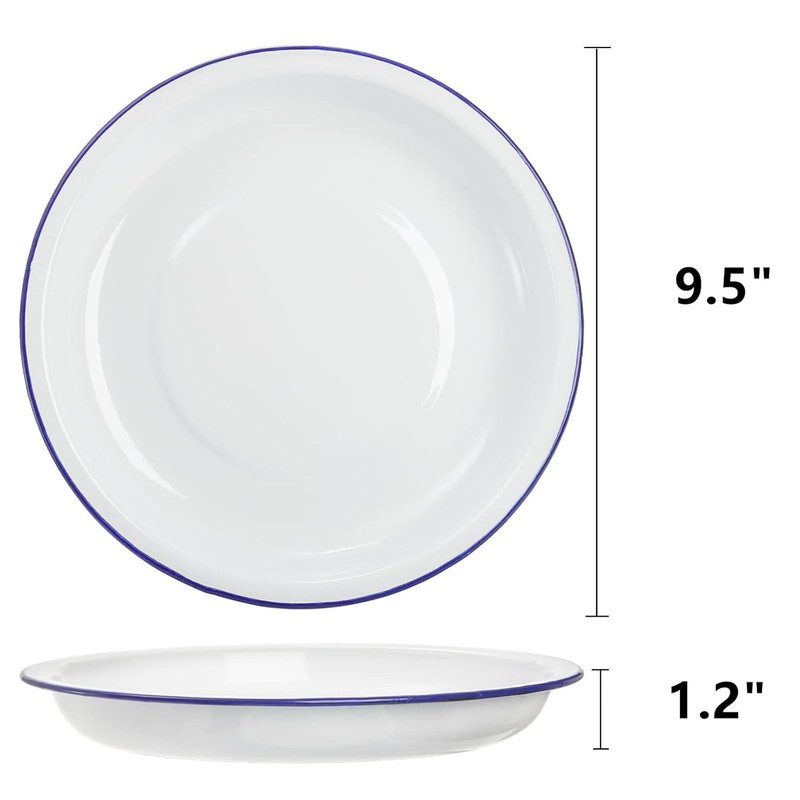 5 Unbreakable Enamelware Dinner Plates Set 9.5" Enamel Plates Serving Plates gallery