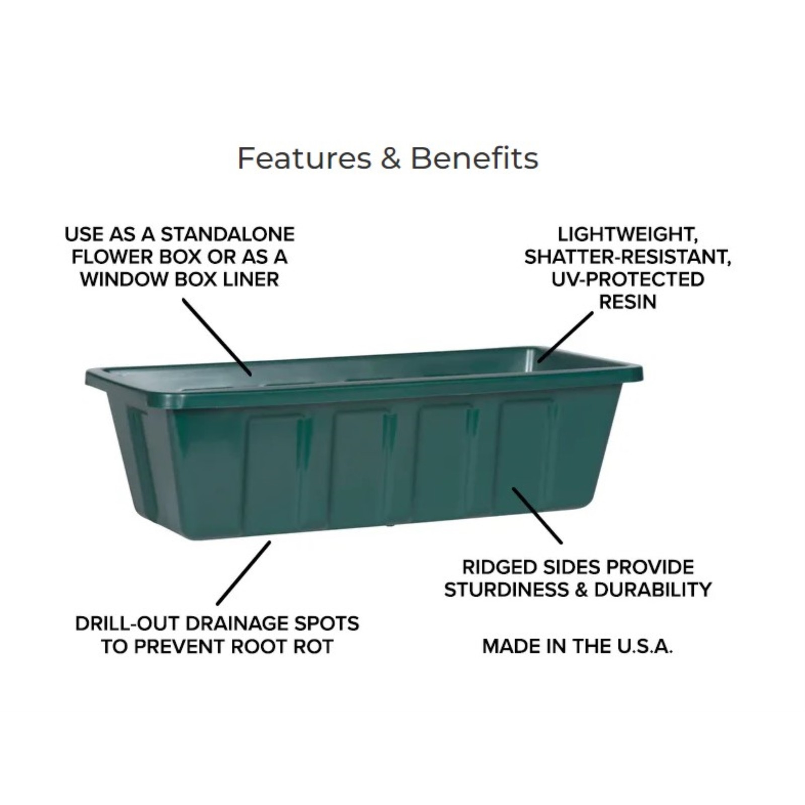 Polypro Plastic Flower Box Liner, 18" Green gallery