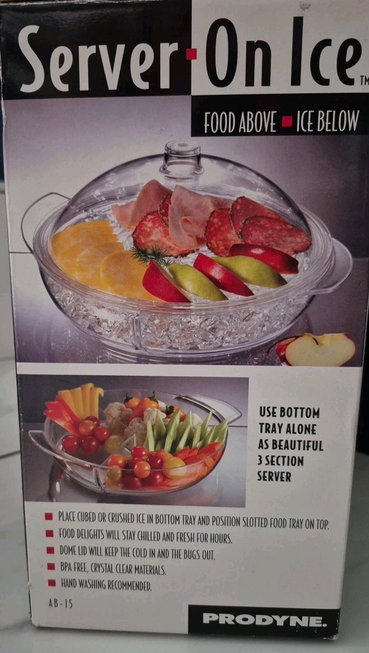 NEW Prodyne 3pc Set "Server On Ice" Dome Lid, Acrylic Food Chiller gallery