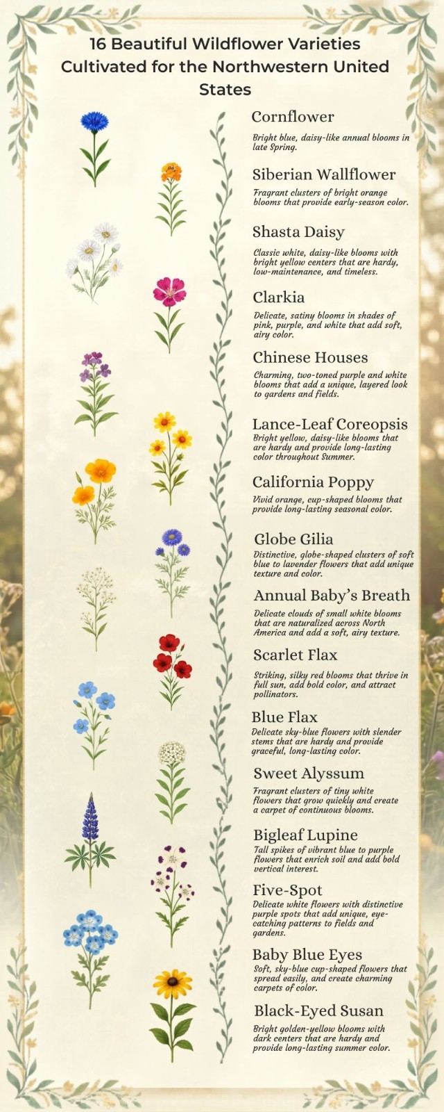 1/2 Pound Northern California Bulk Wildflower Seed Mix 1/2lb Covers 1,500sq-ft gallery