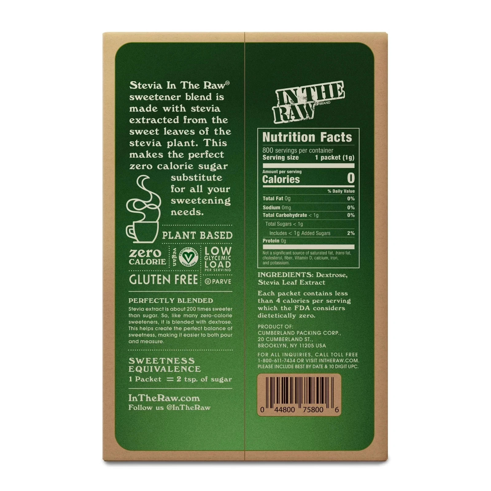 Stevia In The Raw Plant-Based Zero Calorie Sweetener Packets, 800 ct. gallery