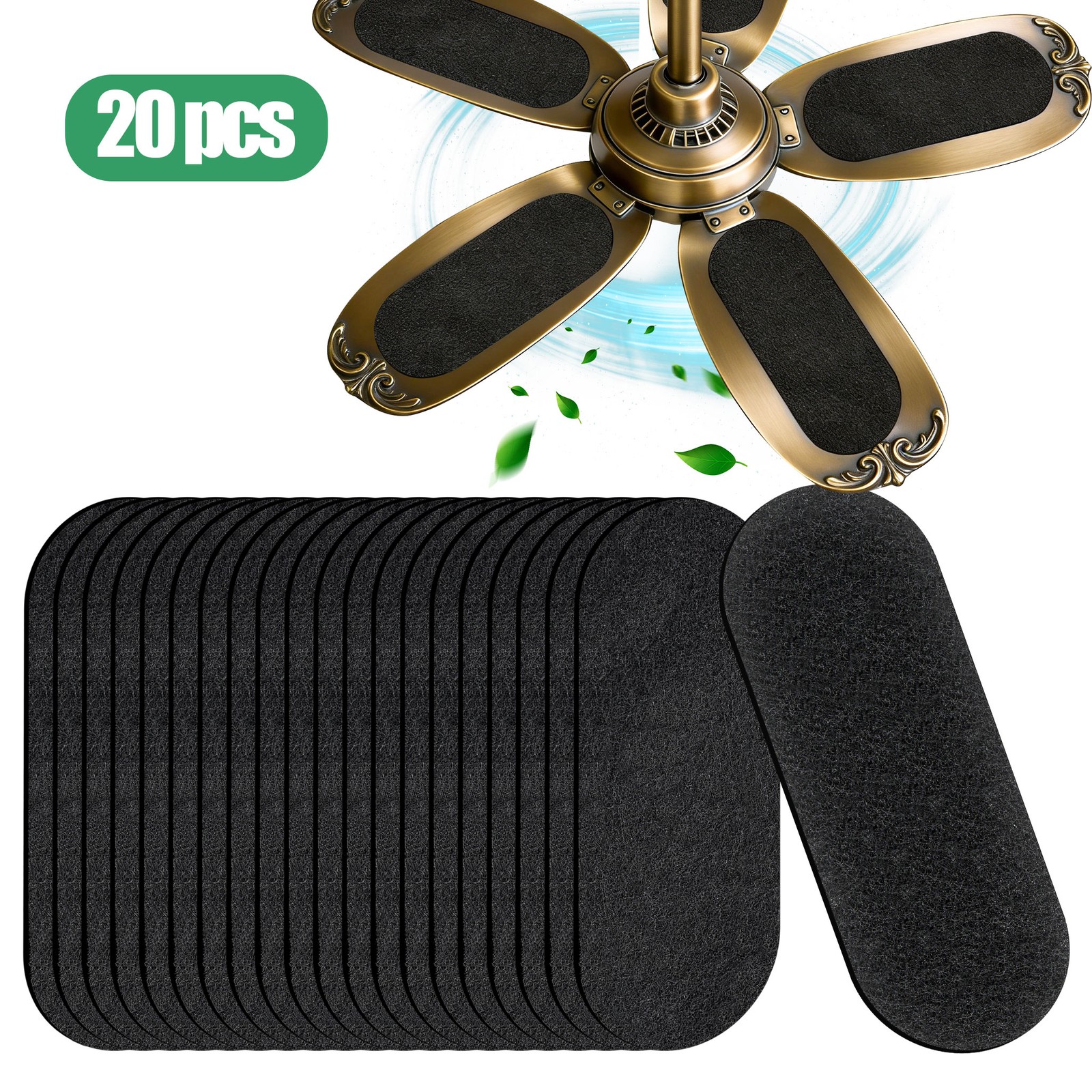 20 PCS Ceiling Fan Air Filter Pads Activated Charcoal Dust Pet Hair Pollen Trap gallery