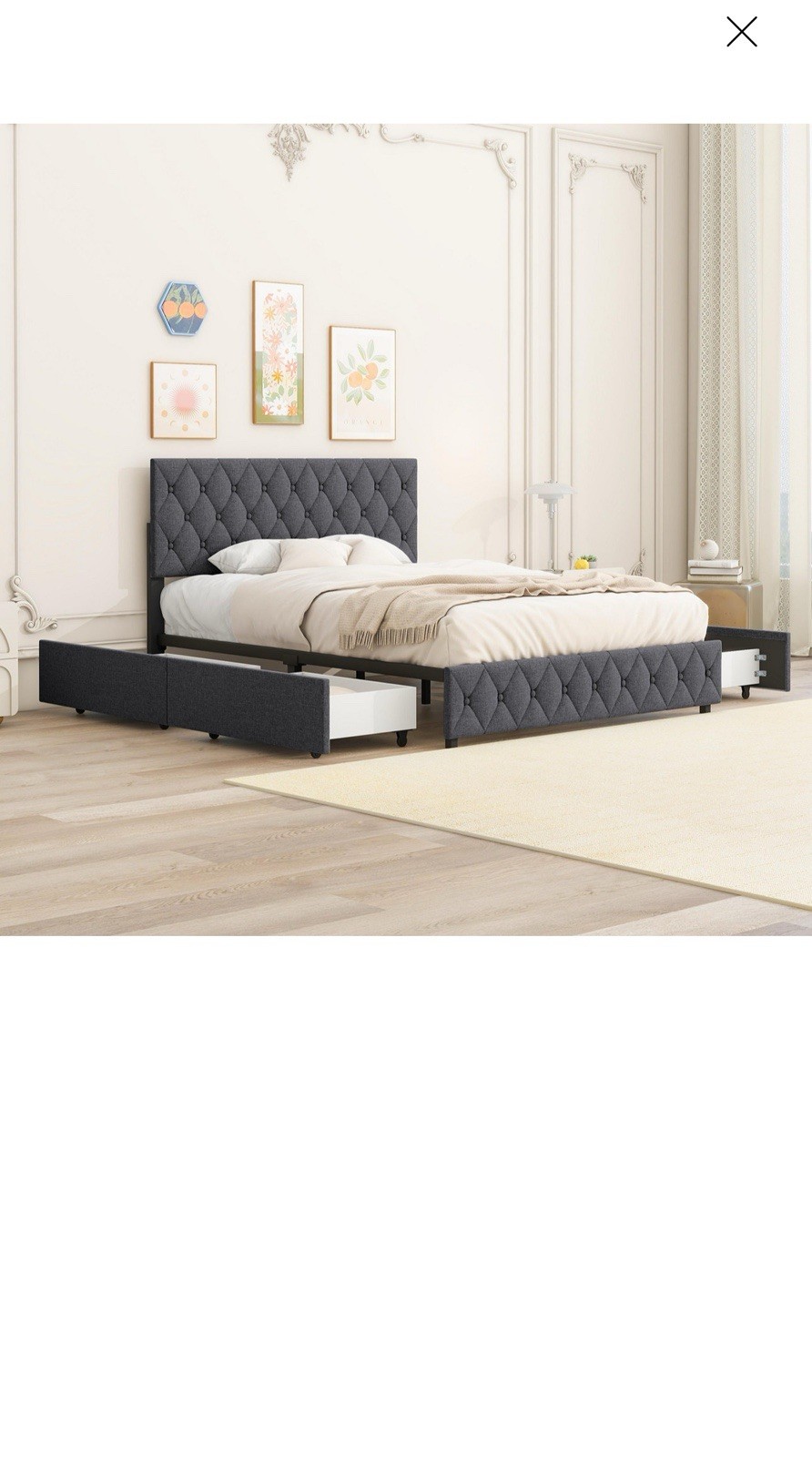 Streamdale Queen Platform Bed with 4 Drawers, Linen Headboard gallery