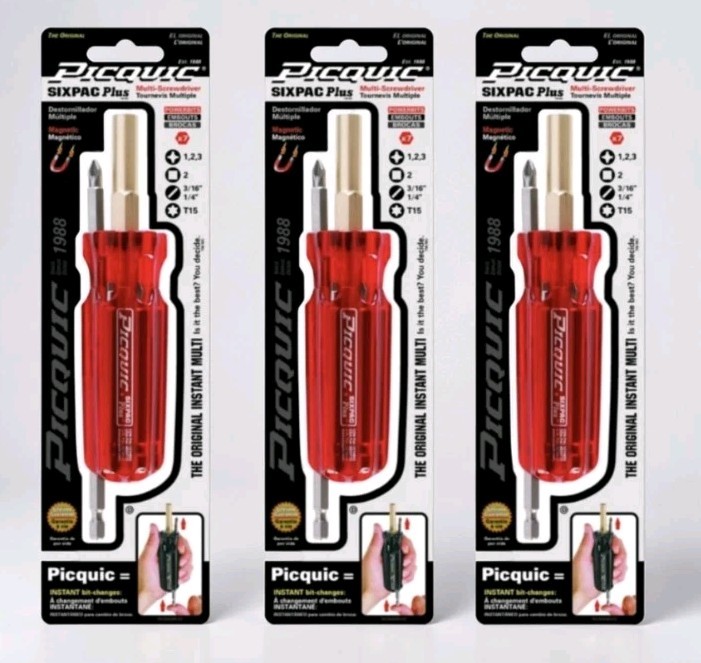 3 Pack Picquic SIXPAC Plus Multi-Bit Screwdriver 6 in. 7 pc gallery